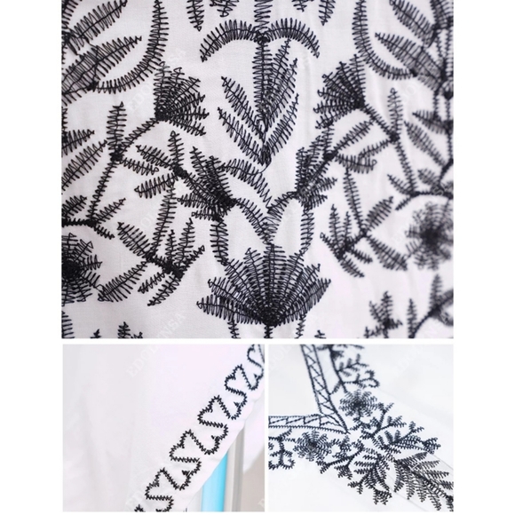 5⭐💢Black/White Embroidered Beach Cover Up - Picture 5 of 6